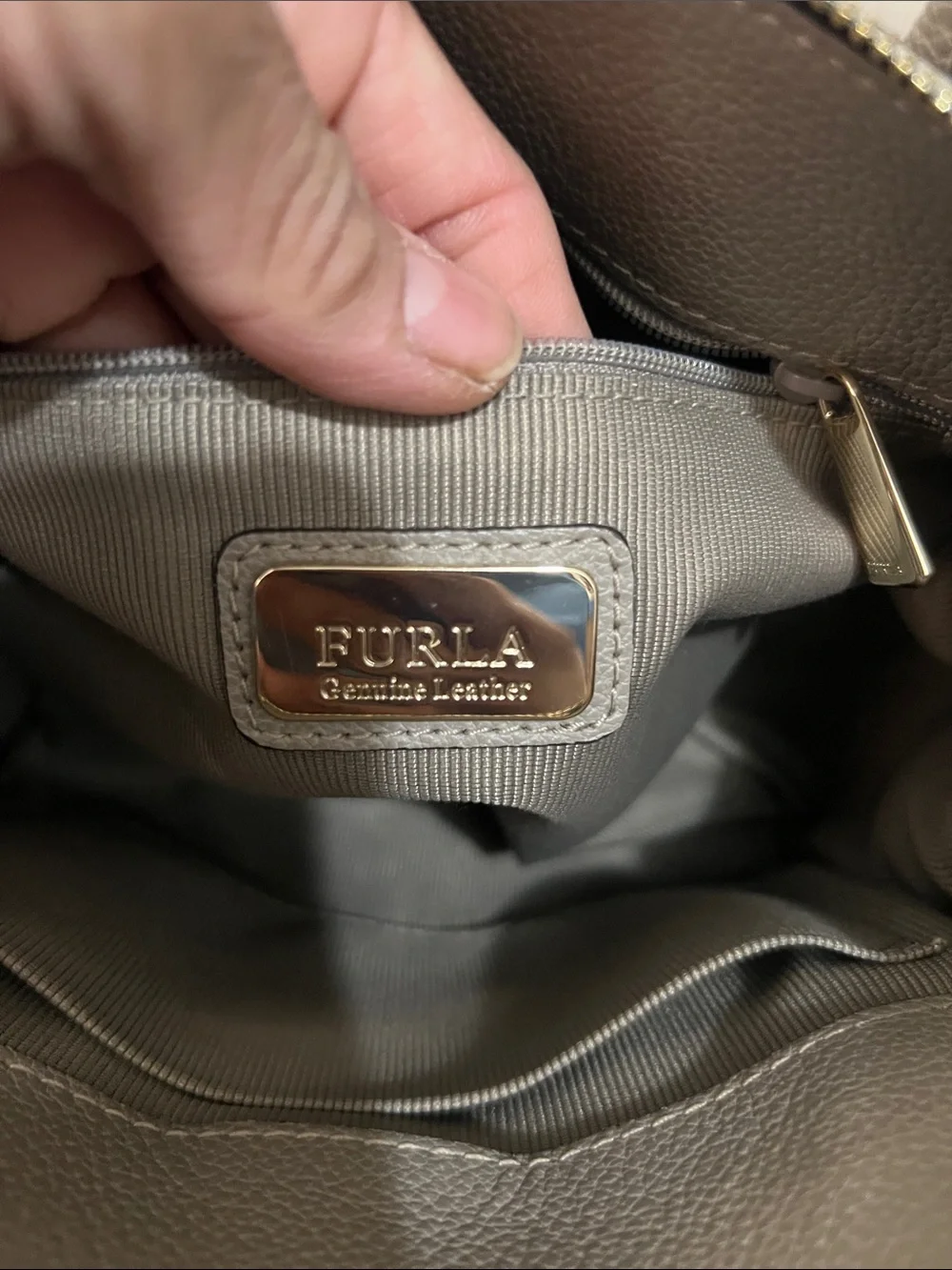 Furla Pin S Light Gray Leather Top-Handle Satchel retail $385 NWOT - Picture 7 of 9